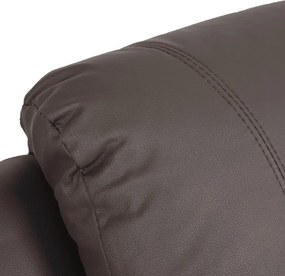 Fotel Masujący BOX Rozkładany Wypoczynkowy z Podnóżkiem Ciemnobrązowy Ekoskóra Nowoczesny