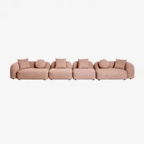 Modułowa Sofa 4-częściowa Z Tkaniny Coco Chenille Tkaniny Szenil Rosa Palote | Daydream Pink - Sklum