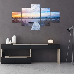 Obraz - Zamarznięte jezioro, Ełk, Mazury, Polska (125x70 cm)
