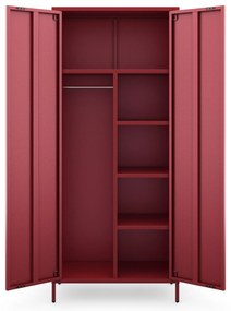 Szafa na ubrania metalowa czerwona FLAVIO, 800 x 1850 x 450 mm