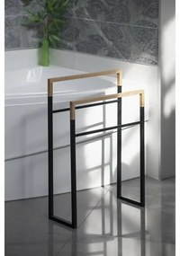 SAPHO Ska308 Ska wieszak na ręczniki 55 x 80 x 20cm, czarny mat/dąb
