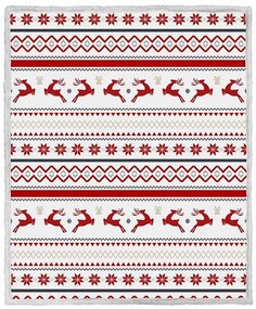 2x Koc świąteczny z mikropluszu biały z barankiem RETRO CHRISTMAS 160x200 cm
