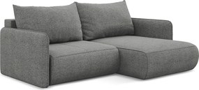 Narożnik prawostronny z funkcją spania - z tkaniny szenilowej - słoniowy - NANEA