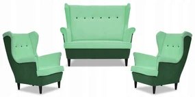 Zestaw wypoczynkowy ARI DUO sofa fotele Family Meble zielono - miętowy