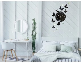 Zegar ścienny nowoczesny cichy do salonu lub sypialni akrylowy z motylami