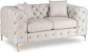 Sofa SORRENTO 2S Dwuosobowa Kremowa Welurowa Nowoczesna Glamour