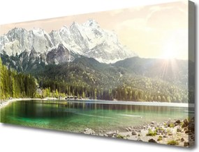 Obraz drukowany na płótnie Alpejska Sielanka nad Jeziorem