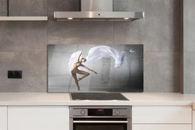 Szklany Panel Taniec z Białą Tkaniną