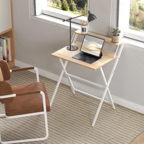 HOMCOM Biurko z podstawką pod monitor, 70 cm składane biurko komputerowe do home office, małe pomieszczenia, naturalne | Aosom PL