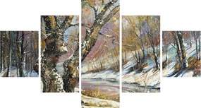 Obraz namalowanego zimowego krajobrazu (125x70 cm)