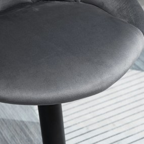 HOMCOM Zestaw 2 hokerów, regulowany hoker z oparciem, welurowy wygląd, metalowa konstrukcja, podnóżek, obrotowy, ciemnoszary