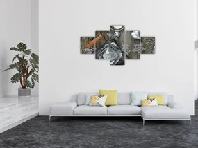 Obraz - srebrne ozdoby świąteczne (125x70 cm)