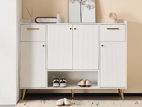 Szafka na buty - 2 szuflady + 4 drzwi + otwarta przegroda - Biała