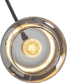 Lampa stojąca czarna ze złotem z dymionym szkłem 5-świateł - Zuzanna