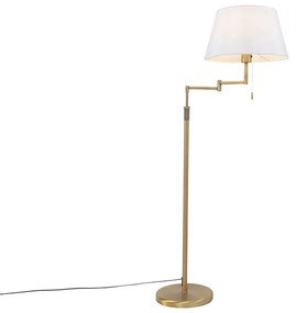 Lampa stojąca brązowa z białym kloszem i regulowanym ramieniem - Ladas Deluxe Nowoczesny Oswietlenie wewnetrzne