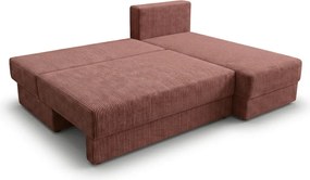 Rozkładana dwustronna sofa narożna do L TAVERO 201x140 cm, ciemnoróżowa