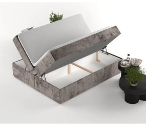 Brązowe łóżko boxspring ze schowkiem 140x200 cm Yoko – Maison de Rêve