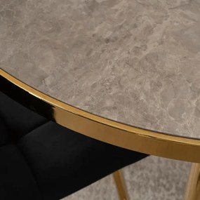 Stół Okrągły TINGA 100 cm Szary Marmur/Złoty Glamour