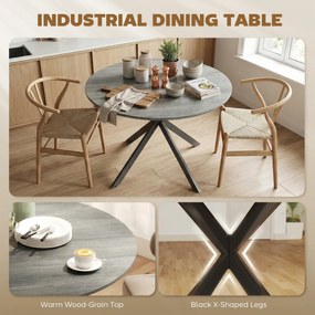 HOMCOM Okrągły stół jadalniany dla 4 osób, stół kuchenny w stylu industrialnym z nogami stalowymi, do jadalni, kuchni, szary | Aosom PL