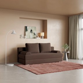 Masseno Sofa ASPERO z funkcją spania i pojemnikiem na pościel, Rozkładana sofa - Brązowy, KRONOS 06