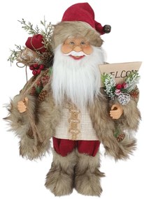 Figurka świąteczna Mikołaj Kremowo-bordowy 40cm