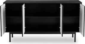 Komoda do Salonu MARLEN 155 cm Czarna Czterodrzwiowa Glamour