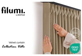 Beżowa aksamitna zasłona częściowo zaciemniająca (dimout) 400x250 cm Velto – Filumi