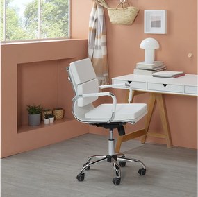 Fotel biurowy z regulacją kąta oparcia Colummn Fenix, biały, skóra ekologiczna