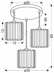 Nowoczesna potrójna lampa wisząca - D194 Fivo 5X