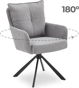 Krzesło Tapicerowane Obrotowe do Salonu CITY Szare Sztruksowe Nowoczesne