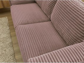 Różowa sztruksowa rozkładana sofa do spania 240 cm Hugo – Bobochic Paris