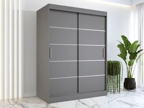 Antracytowa szafa przesuwna 150 cm - Bohosa 4X
