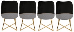 Zestaw krzeseł do jadalni Madrid Black and Gold, 4 szt., 4 szt.