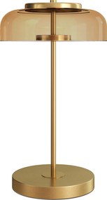 HOMCOM Lampka stołowa z ciepłym światłem LED, metalowa podstawa, bursztynowy szklany klosz, Ø23 x 40H cm, złota