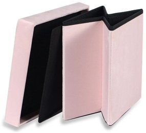 Różowy składany taboret CUBEXO VELVET M