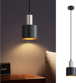 NETTLIFE Lampa wisząca do jadalni lampa wisząca E27 czarna lampa wisząca retro stolik nocny z regulacją wysokości