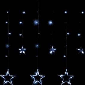 Świąteczna kurtyna 5 gwiazdek, 61 LED, zimna biel, pilot