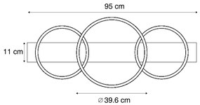 Designerska lampa sufitowa czarna okrągła z LED, ściemnialna 3-stopniowo, 3-źródła światła - NimueDesignerski Oswietlenie wewnetrzne