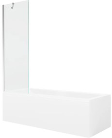 Mexen Cubik wanna prostokątna 170 x 70 cm z obudową i parawanem 1-skrzydłowym 60 cm, transparent, chrom - 550317070X9506000001
