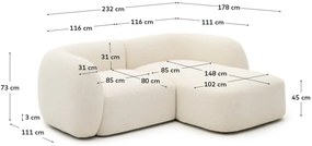 Kremowy narożnik z tkaniny szenilowej (prawostronny/z szezlongiem) Martina – Kave Home