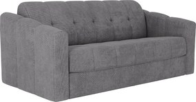 Kanapa 3-osobowa rozkładana z szarej teksturowanej tkaniny - Powierzchnia spania na szerokich listwach 140 cm - Materac 18 cm - DARIELO