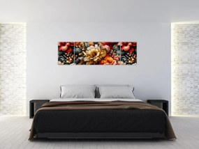 Obraz - Pomarańczowo-czerwone kwiaty (170x50 cm)