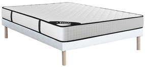 Zestaw 140 x 190 cm: stelaż tapicerowany + materac z 7-strefowymi sprężynami kieszeniowymi i pianką memory o grubości 22 cm – LUREAN od YSMÉE