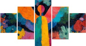Obraz - Abstrakcyjny anioł z kwiatami (125x70 cm)