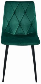 Ciemnozielone krzesło do jadalni welurowe LIBRA na czarnych nogach