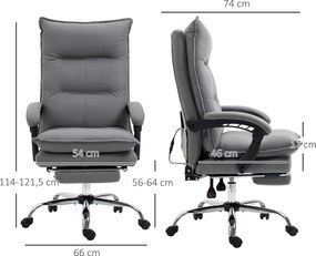 Vinsetto Fotel biurowy ergonomiczny z masażem i ogrzewaniem obrotowy z podnóżkiem regulacja wysokości szary 120 kg | Aosom PL