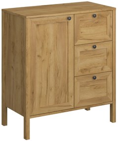 Komoda z Szufladami Drewniana do Salonu DALE 80 cm Dąb craft złoty Klasyczna