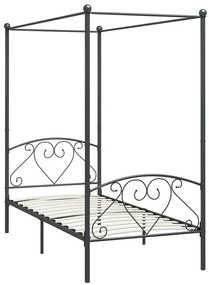 Szare metalowe łóżko rustykalne z baldachimem 120x200 cm - Nila