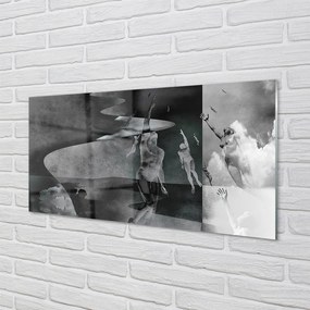 Panel szklany do Kuchni Czarno-Białe Niebo i Ludzie