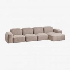 Bastian 4-częściowa Sofa Modułowa Z Leżanką Prawostronną Tkanina Mokka Brąz Bouclé - Sklum